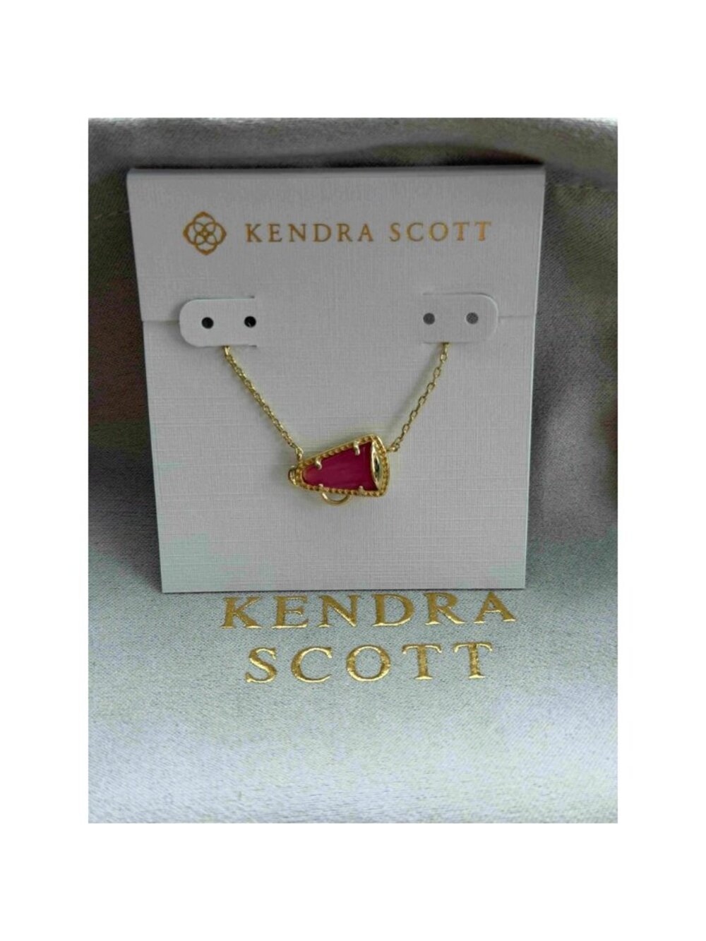 Kendra Scott pink pendant gold necklace